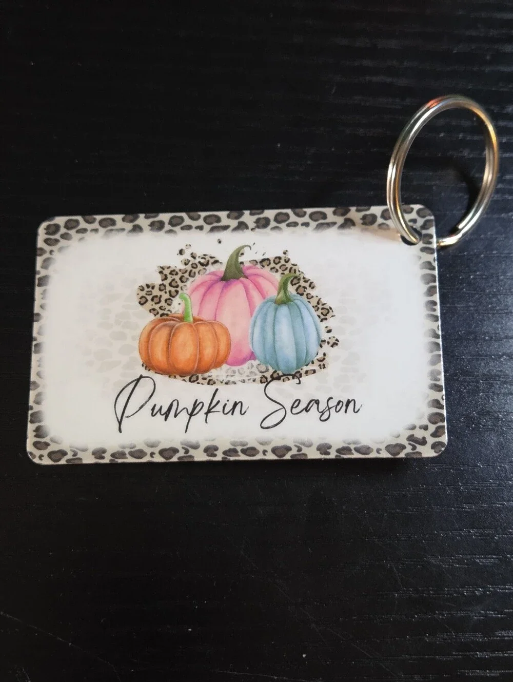 Pumpkin Season Decorative Keycard Keychain - Pink, Blue, Orange
